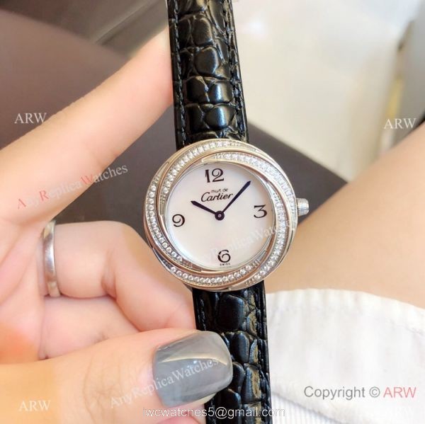 Perfect Replica Cartier Rose Gold White MOP Dial Watches For Sale 5