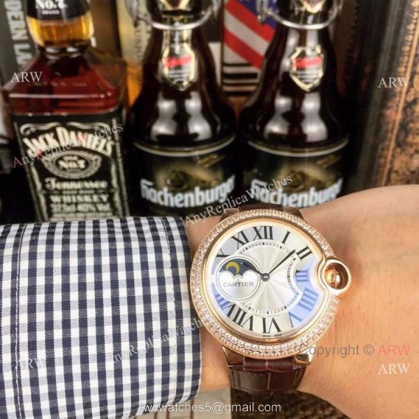 AAA Quality Cartier Ballon Bleu de Moon phase Diamond Copy watch 5