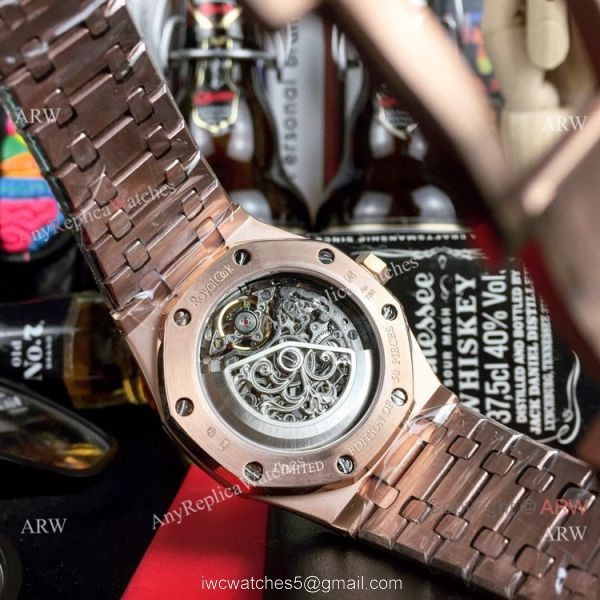 Audemars Piguet Royal Oak Skeleton Replica Watch Rose Gold Case 5