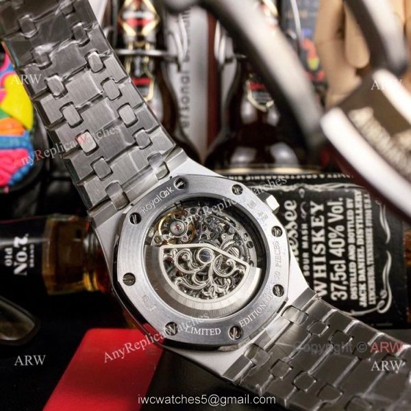 Fake AP Skeleton Royal Oak Stainless Steel 43mm Watch 5