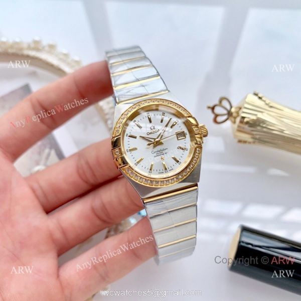 Women Omega Double Eagle 2-Tone Rose Gold Diamond Watch High Quality Replica Watches China 5