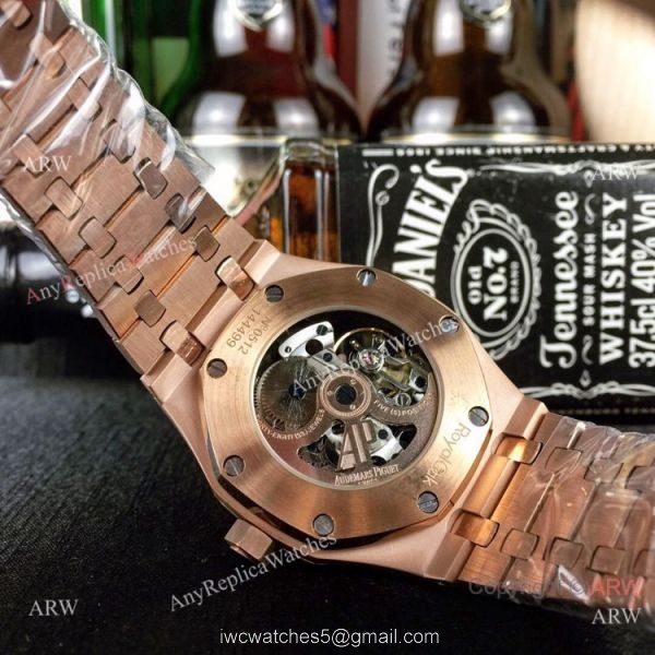 Copy Audemars Piguet Royal Oak Skeleton Rose Gold Watch 44mm 5