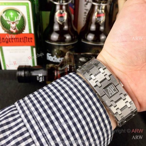 Audemars Piguet Royal Oak Stainless Steel Black Dial Fake AP Skeleton Watch 5
