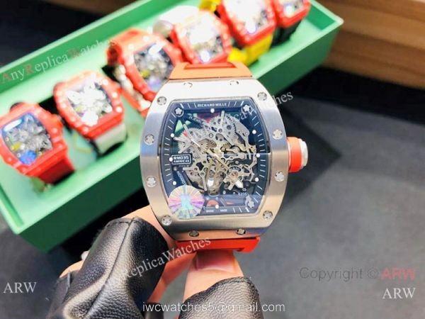 Copy Richard Mille RM035-Americas Watch SS Orange Rubber Band 5
