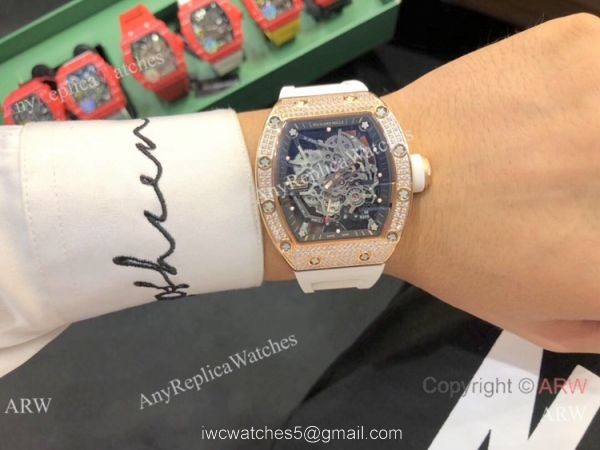 Replica Richard Mille RM035-Americas Rose Gold Diamond Watches 5
