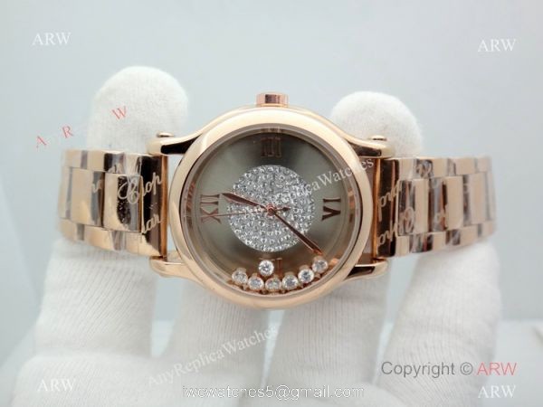 High Quality Chopard Happy Sport Quartz Watch Rose Gold Gray Dial 5
