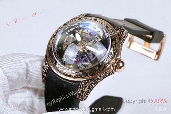 Corum Bubble Squelette &8216;Tattoo Rose Gold Watch Replica Corum Watches 5