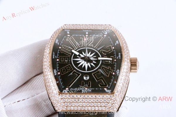 Copy Franck Muller Vanguard Yachting Watch Rose Gold Gray Face 5
