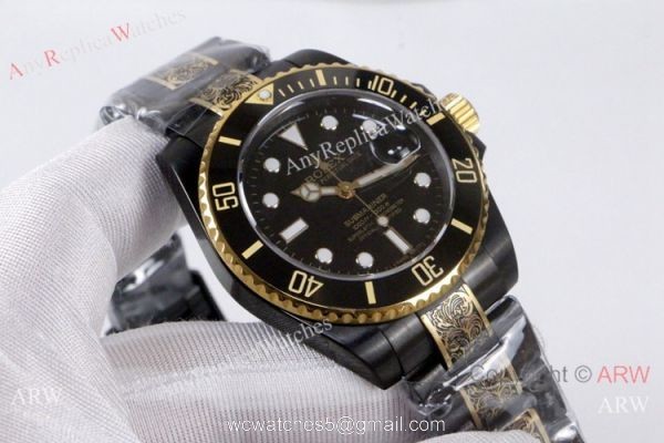 High Quality Rolex Submariner Black Face Two Tone Tattoo Watch 40mm 5