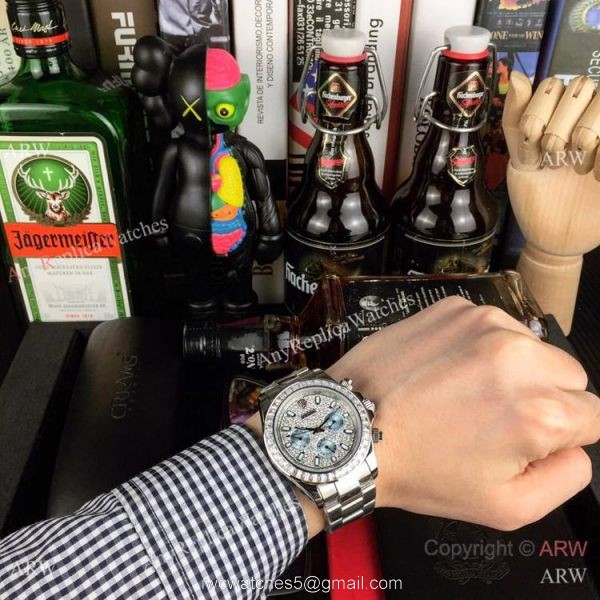 Fake Rolex with Diamond Bezel Men Watch Daytona Iced Out 5