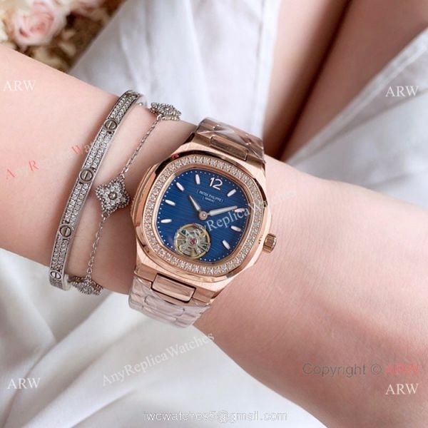 Patek Philippe Nautilus Womens Rose Gold Tourbillon Knock off Watches China 5