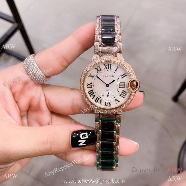 Cartier Ballon Bleu de 36mm Quartz Watch Black Ceramic Silver 5