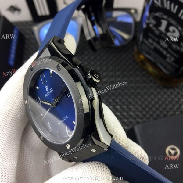 Hublot Classic Fusion Silver Dial Black Rubber Strap Replica ARW Watches 5
