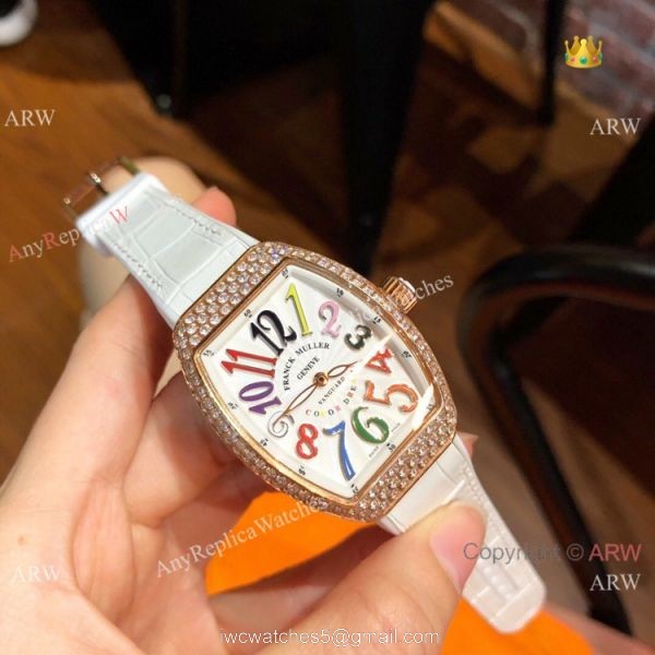 Replica Franck Muller Vanguard Women Watches Rose Gold Diamond Swiss Quartz 5