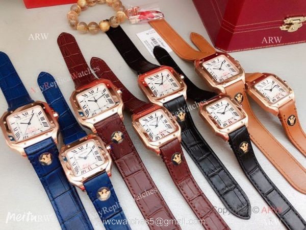 Clone Cartier Santos de Rose Gold Quartz Watch Japan Grade 5