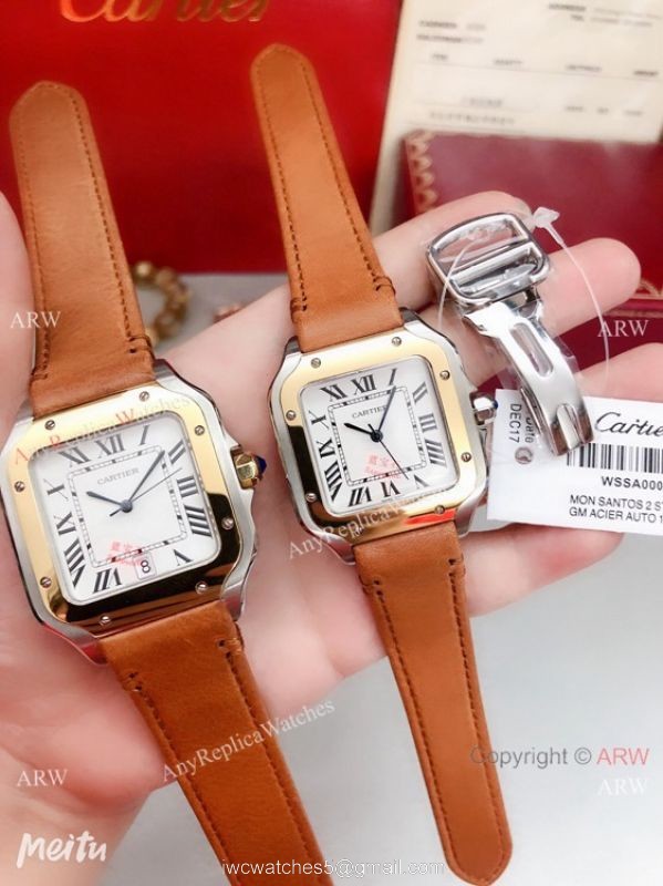 2019 Replica Cartier Santos de Lovers Watch Blue Leather Strap 5