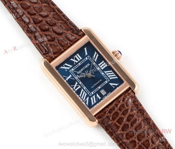 (ER) Cartier Tank Solo W5200027 Rose Gold Black Face Watch Swiss Grade 1 5