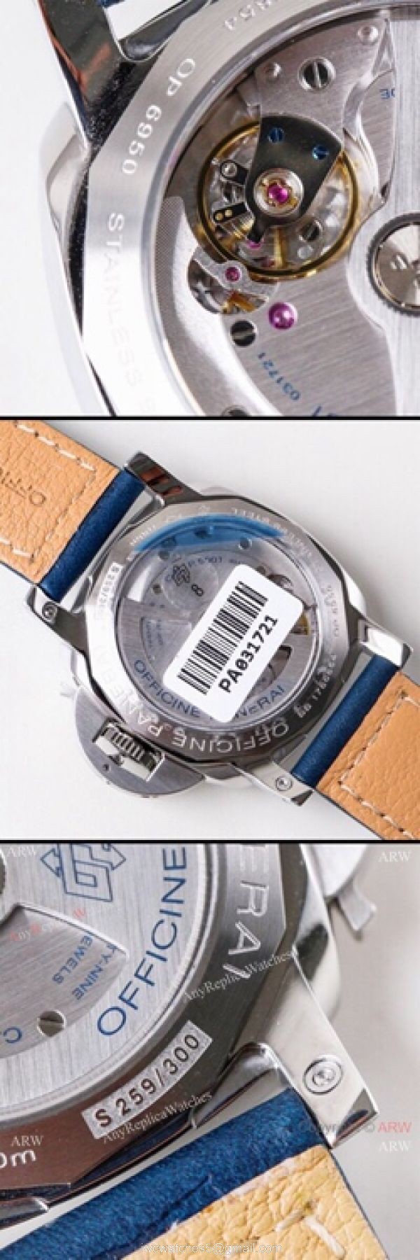 (VS) Copy Panerai Luminor 1950 GMT Blue Dial PAM 688 Watch Swiss Panerai Bracelet 5