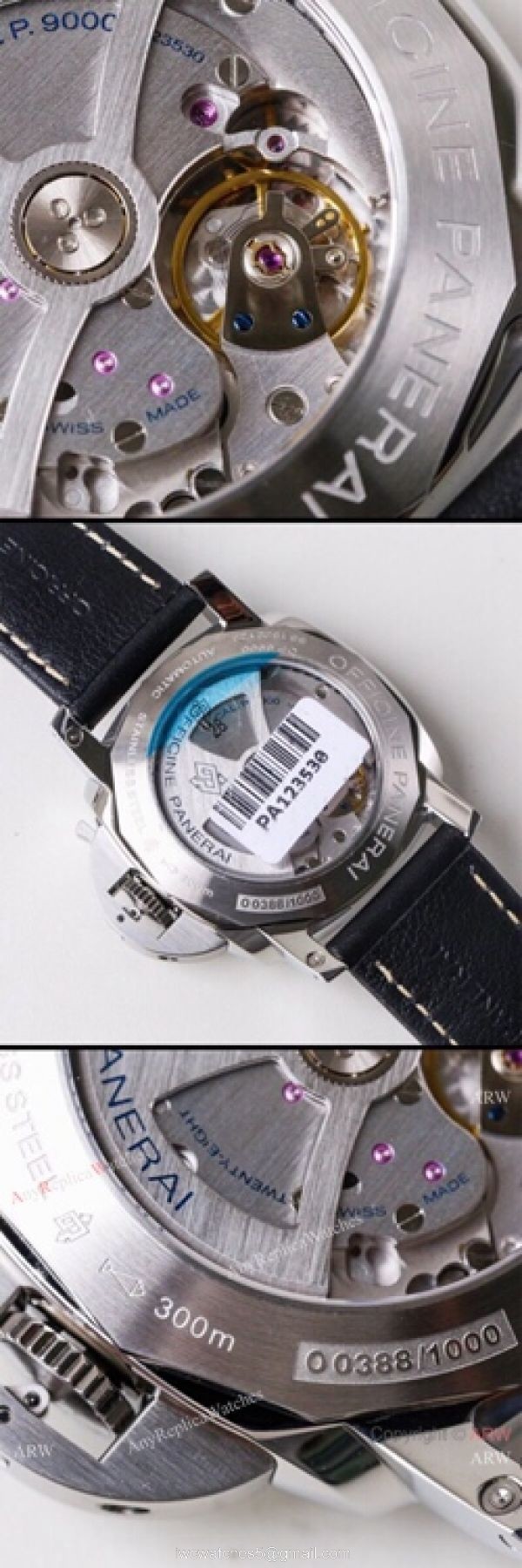 (VS) Swiss Replica Panerai Luminor 1950 Marina SS Black Dial Watch 44mm 5