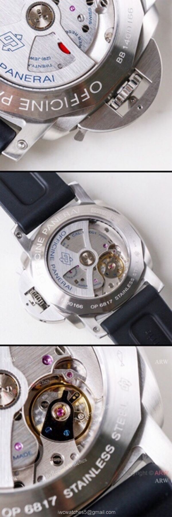 (VS) Super Clone Panerai Luminor 1950 GMT 44mm Watch Black Dial Rubber Strap 5