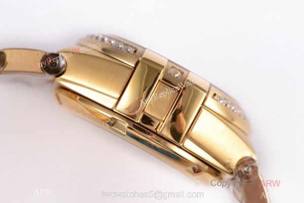 Swiss Replica Omega Constellation 27mm Watch Yellow Gold Pink MOP Dial 5