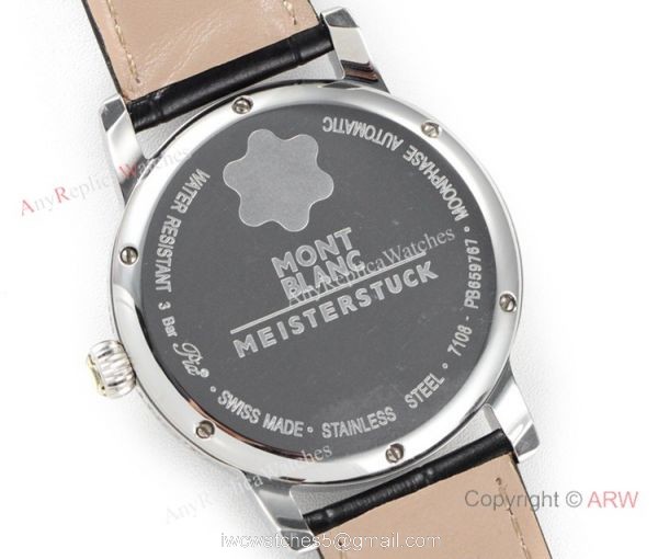 VF Swiss Fake Montblanc Star Legacy Moon SS White Face Watch Mont Blanc Knock off 5