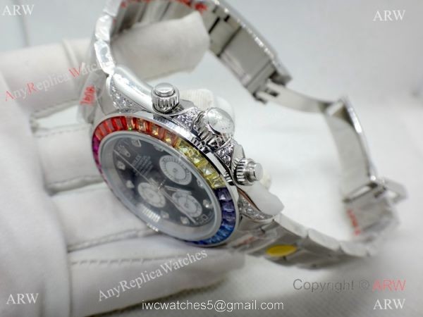 Rolex Daytona Rainbow Replica Watch Stainless Steel Chronograph 40mm 5