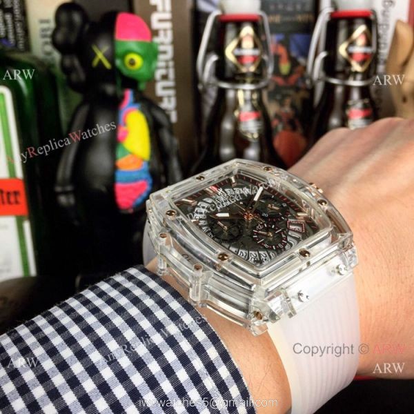 Fake Hublot Geneve Big Bang Unico Sapphire Hublot Transparent Watch 5