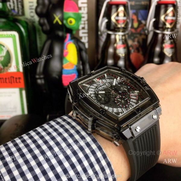 Fake Hublot Geneve Big Bang Black Unico Sapphire VK Chronograph Watch 5