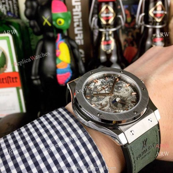 New Copy Hublot Classic Fusion Perpetual Calendar Men Watch SS Brown Dial 5