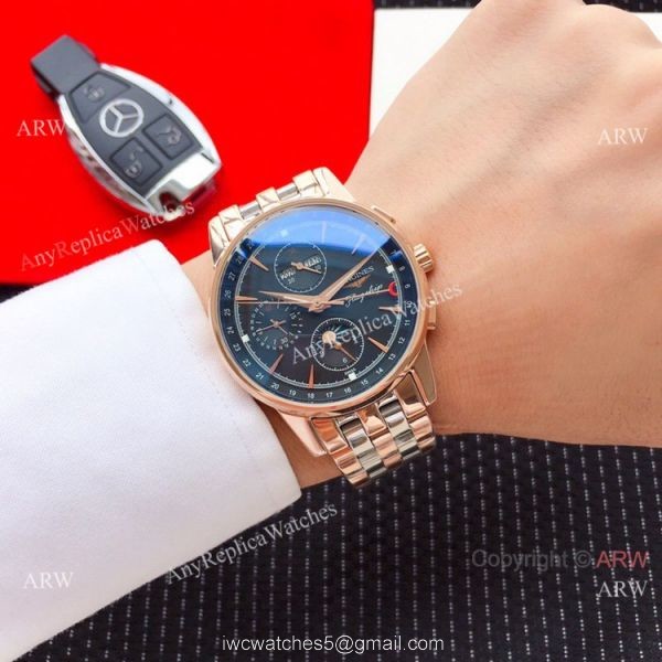 New Style Longines Perpetual Calendar Men Watches Stainless Steel White Dial 5