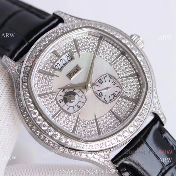 Swiss Grade Piaget Emperador Coussin Dual Time Zone Watch SS Diamond 5