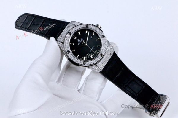 2019 Replica Hublot Classic Fusion Iced Out Diamond Watch 43mm 5
