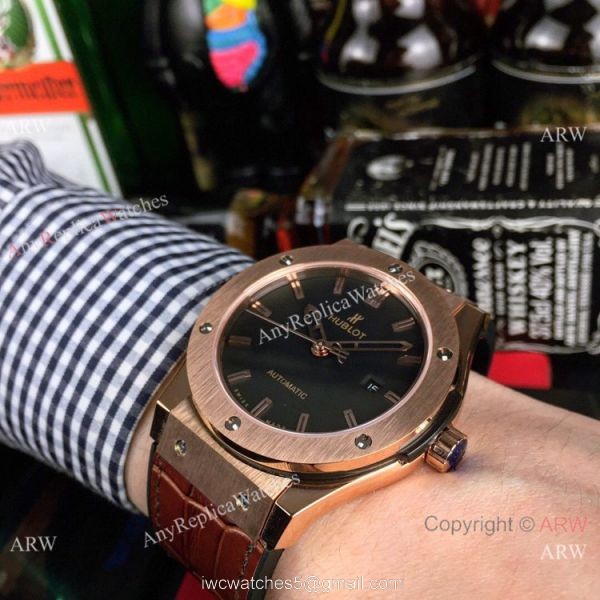 AAA Copy Hublot Classic Fusion 43mm Rose Gold Grey Face Watches 5