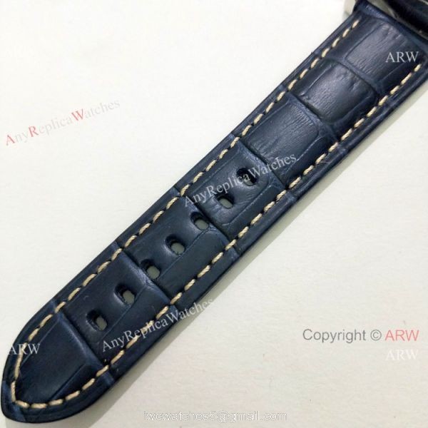 High Quality Panerai Luminor GMT PAM00320 Watch Blue Dial Blue Leather Strap 5