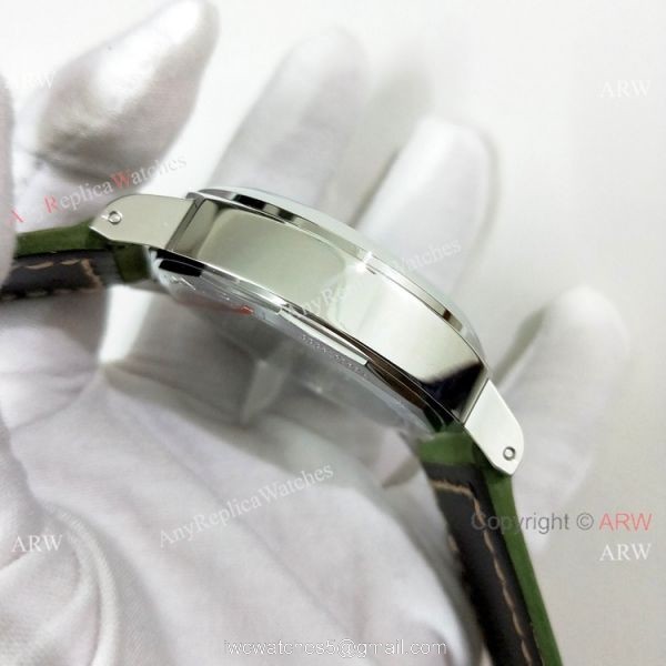 Luminor Marina Panerai Pam111 Copy Watch Green Face Leather Strap 5