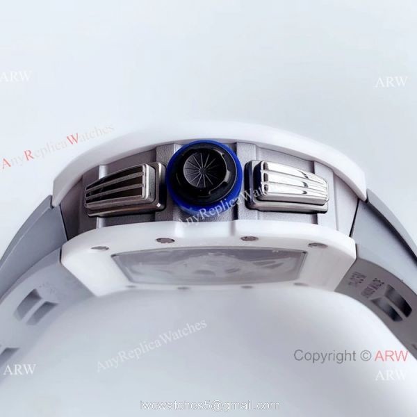 KV Factory Swiss Copy Richard Mille RM 011-FM Polo Club Saint Tropez Watch White Ceramic Gray Skeleton Dial 5