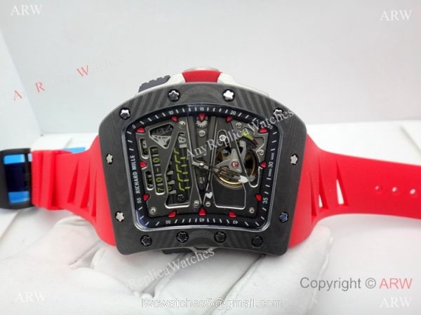Swiss Replica Richard Mille RM70-01 Carbon Red Rubber Strap Watch 5