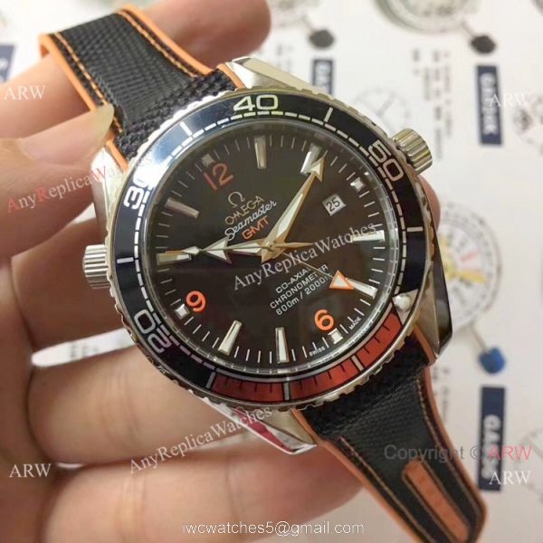 Omega Planet Ocean GMT 600m Blue Rubber Strap Omega Clone Watch 5