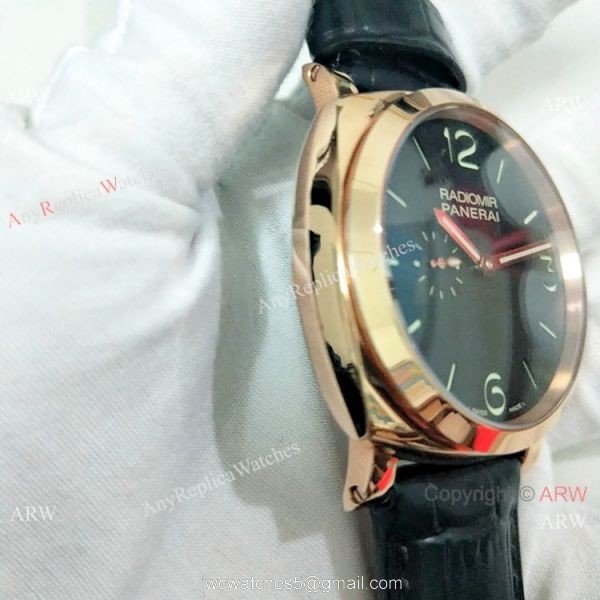 Fake Panerai Radiomir Rose Gold Black Dial 45mm Watch PAM00575 5