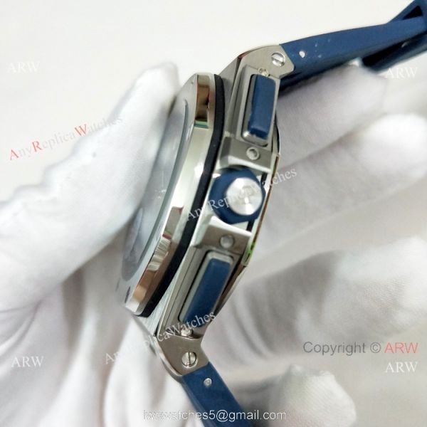 Fake Audemars Piguet Royal Oak Offshore Blue Rubber Strap Watch 44mm 5