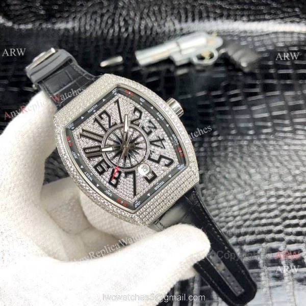 Franck Muller Vanguard Yachting V45 SC DT SS Diamond Watch New Replica 5