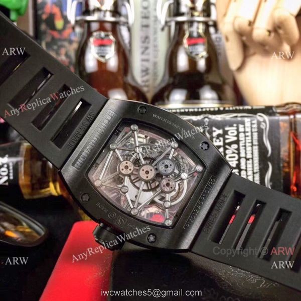 Richard Mille RM012 Rose Gold Rubber Strap Watch Swiss Quality 5
