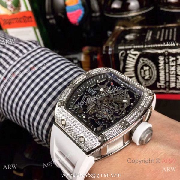 Swiss Replica Richard Mille RM035 Americas Diamond Red Rubber Watch 5