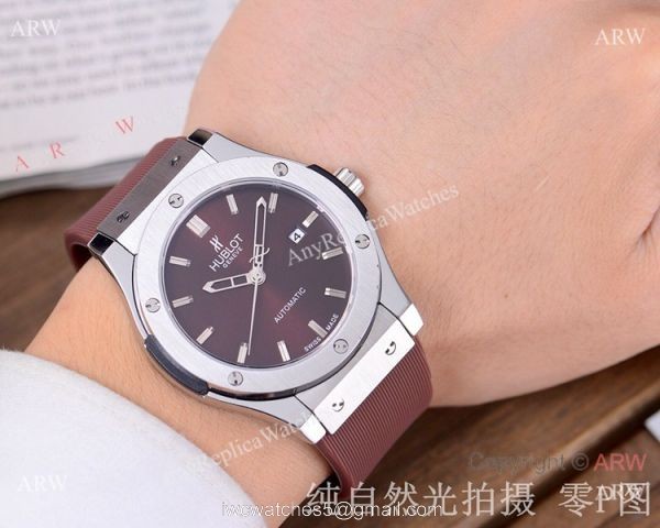 Copy Hublot Classic Fusion Watch 42mm SS Case Purple Dial 5