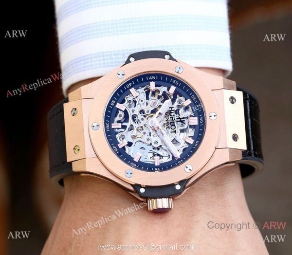 Copy Hublot Skeleton Big Bang Men Watch Sand Case 45mm 5