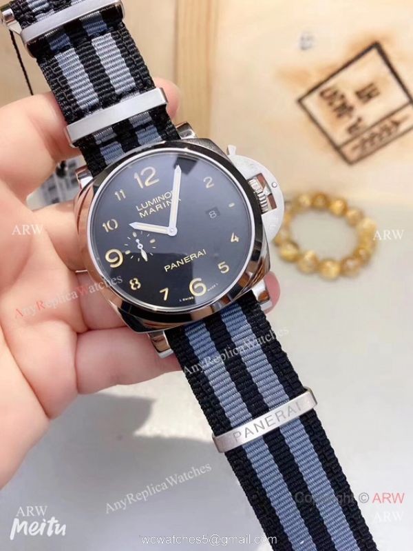 Best Replica Panerai Luminor Marina Black Dial Nato Strap Mens Watch 5