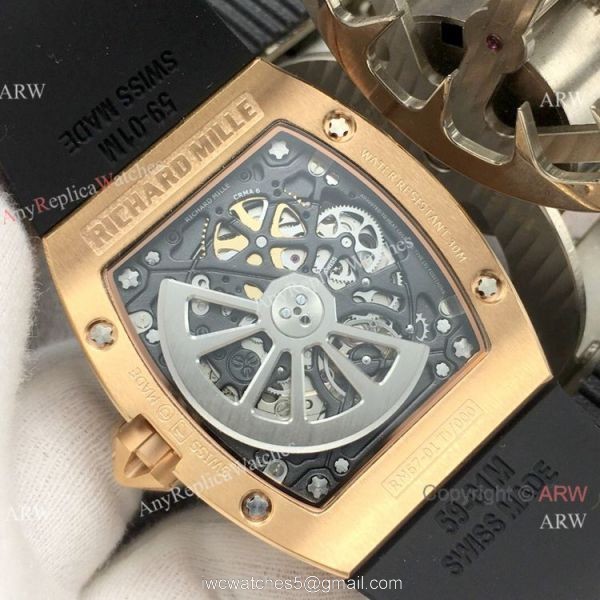 Super Clone Richard Mille AAA RM 67-01 Extra Flat Rose Gold Diamond Watch 5