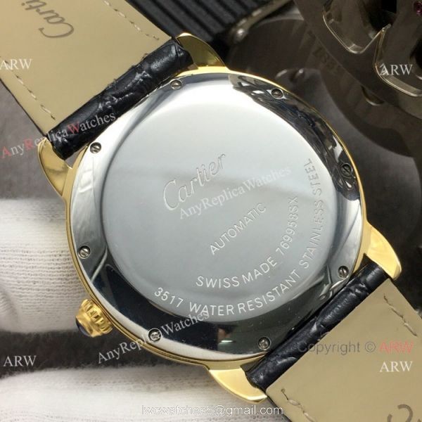 (GB)Swiss Replica Cartier Ronde Solo De Watch Gold Case Diamond Bezel 5