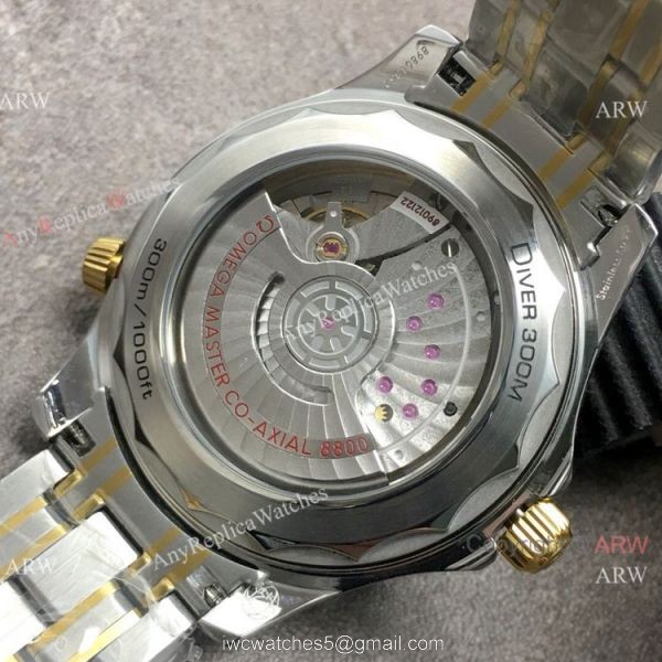 GB Factory Seamaster Diver 300M James Bond Replica Watch 2-Tone Blue Ceramic Omega 8800 Movement 5